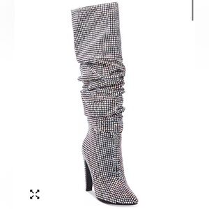 Steve Madden Silver Rhinestone Heeled Boots